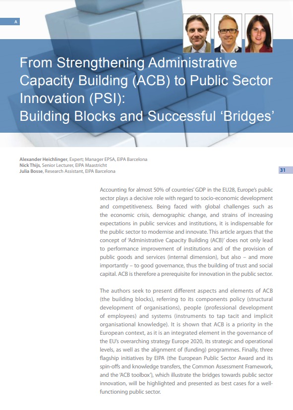 From Strengthening Administrative Capacity Building (ACB) to Public Sector Innovation (PSI): Building Blocks and Successful ‘Bridges’
